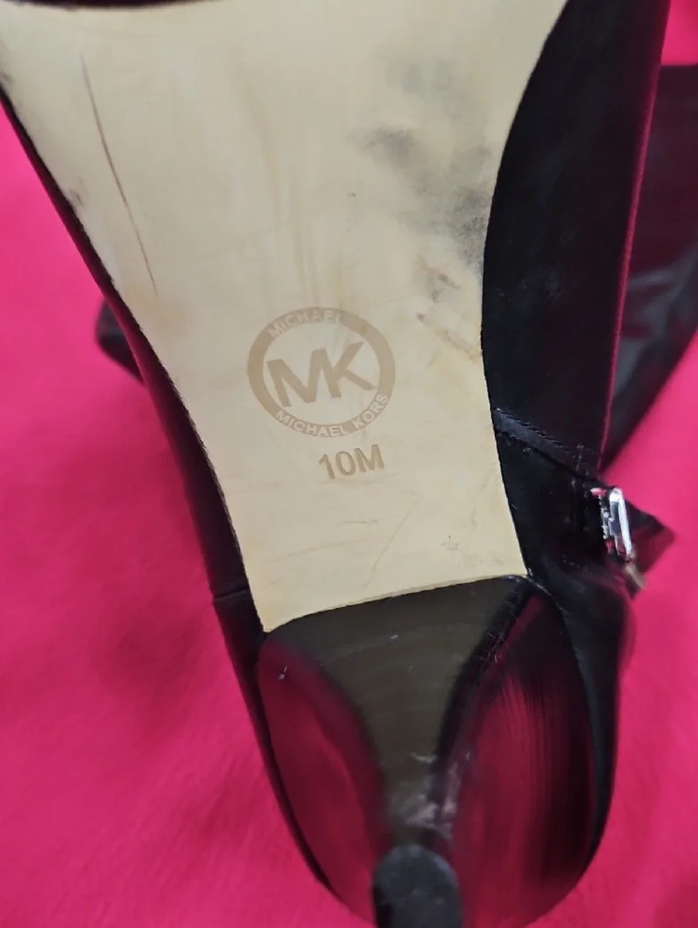 Michael Kors Black Pointed Toe Knee-High Leather Boots